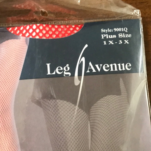 Red plus size fishnet pantyhose